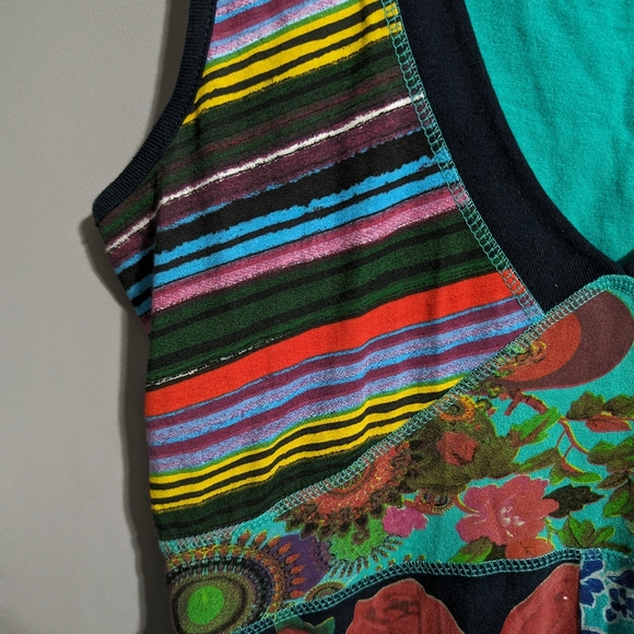 Desigual Abstract floral multicolor midi  day dress sleeveless - Picture 5 of 12